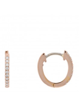 18K Rose Gold Diamond Classic Huggie Hoop Earrings