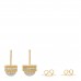 18K Yellow Gold Diamond Roman Barocco Dome Stud Earrings