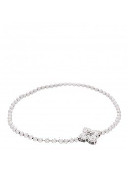 18K White Gold Diamond Small Venetian Princess Flower Stretch Bracelet