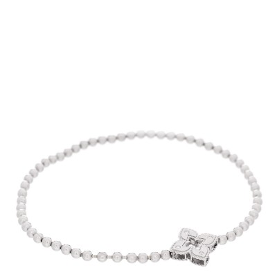 18K White Gold Diamond Small Venetian Princess Flower Stretch Bracelet