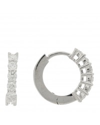 18K White Gold Diamond .70ct Huggie Hoop Earrings