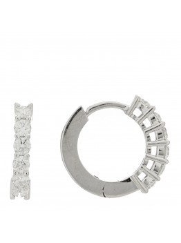 18K White Gold Diamond .70ct Huggie Hoop Earrings