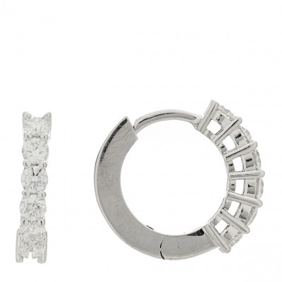 18K White Gold Diamond .70ct Huggie Hoop Earrings