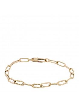 18K Yellow Gold Roped Paper Clip Link Bracelet
