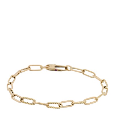 18K Yellow Gold Roped Paper Clip Link Bracelet