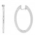 18K White Gold Diamond Flat Oval Hoop Earrings