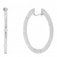 18K White Gold Diamond Flat Oval Hoop Earrings