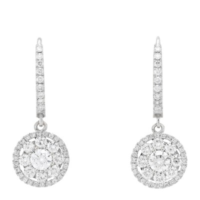 18K White Gold Diamond Drop Earrings