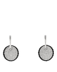 18K White Gold Diamond Black Sapphire Fantasia Drop Earrings