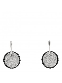18K White Gold Diamond Black Sapphire Fantasia Drop Earrings