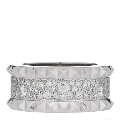 18K White Gold Diamond Rock & Diamonds Ring 53 6.5