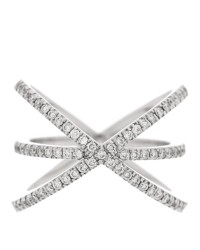 18K White Gold Diamond Double Crisscross Ring 53 6.5