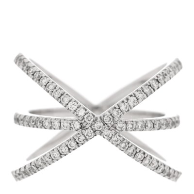 18K White Gold Diamond Double Crisscross Ring 53 6.5