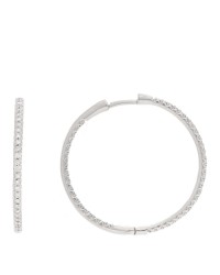 18K White Gold Diamond Large Inside Outside Hoop Earrings