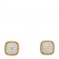 18K Yellow Gold Diamond Roman Barocco Dome Stud Earrings
