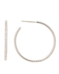 18K White Gold Diamond Large Hoop Earrings