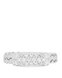 18K White Gold Diamond Woven Silk Ring 52 6