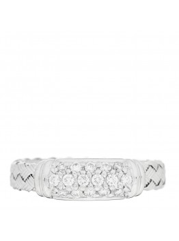 18K White Gold Diamond Woven Silk Ring 52 6