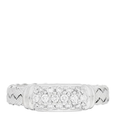 18K White Gold Diamond Woven Silk Ring 52 6