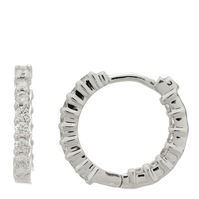 18K White Gold Diamond .76ctw Inside Out Hoop Earrings