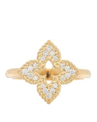 18K Yellow Gold Diamond Small Venetian Princess Flower Ring 53 6.25