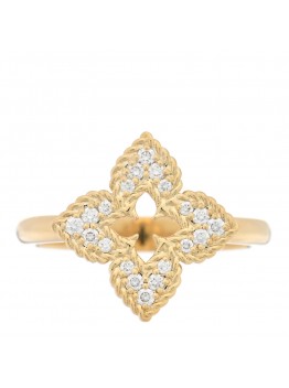 18K Yellow Gold Diamond Small Venetian Princess Flower Ring 53 6.25