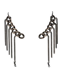 Metal Cascade Chain Ear Climber Earrings Silver