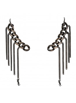 Metal Cascade Chain Ear Climber Earrings Silver