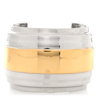 Metal Two Tone Cuff Bracelet Gold Silver