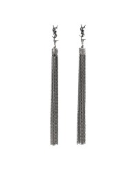 Metal Monogram Loulou Tassel Earrings Silver