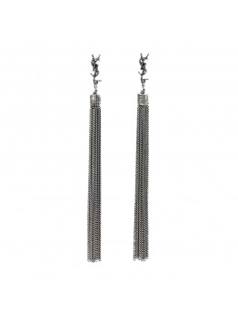 Metal Monogram Loulou Tassel Earrings Silver