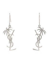 Metal Monogram Palm Earrings Silver