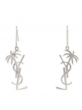 Metal Monogram Palm Earrings Silver