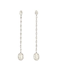 Crystal Drop Clip Earrings Silver