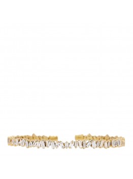 18K Yellow Gold Diamond Fireworks Classic Baguette Bangle Bracelet