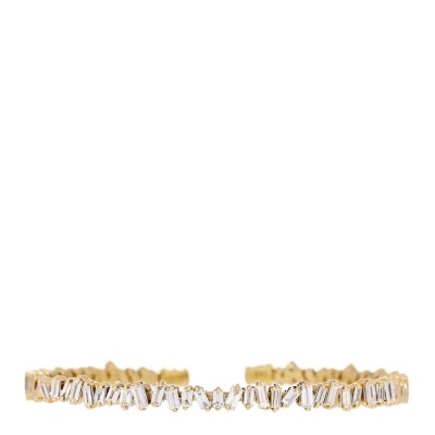 18K Yellow Gold Diamond Fireworks Classic Baguette Bangle Bracelet