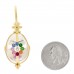 18K Yellow Gold Diamond Rock Crystal Multi Gemstone Floral Amulet Pendant