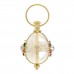 18K Yellow Gold Diamond Rock Crystal Multi Gemstone Floral Amulet Pendant