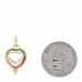 18K Yellow Gold Rock Crystal Ruby Sapphire Tsavorite Heart Pendant