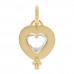 18K Yellow Gold Rock Crystal Ruby Sapphire Tsavorite Heart Pendant