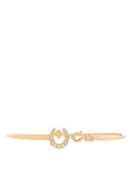 18K Yellow Gold Diamond Horseshoe Bangle Bracelet