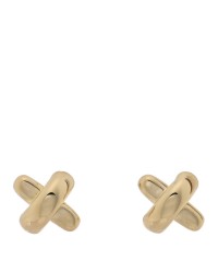 18K Yellow Gold 5mm Cross Stitch Earrings