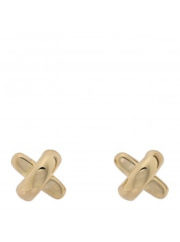 18K Yellow Gold 5mm Cross Stitch Earrings