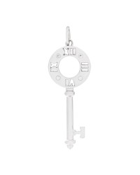 18K White Gold Diamond Atlas Pierced Key Pendant