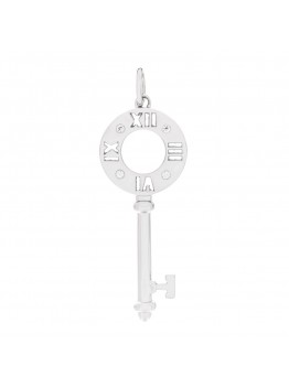 18K White Gold Diamond Atlas Pierced Key Pendant
