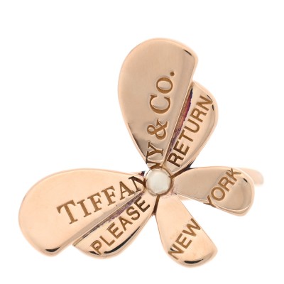 18K Rose Gold Sterling Silver Return to Tiffany Love Bugs Butterfly Ring 49 5