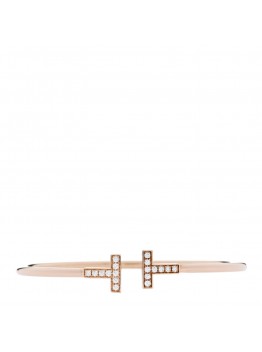 18K Rose Gold Diamond T Wire Bracelet