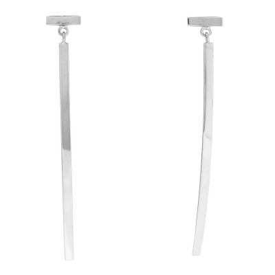 18K White Gold T Bar Earrings