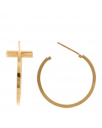 18K Rose Gold Medium T Wire Hoop Earrings