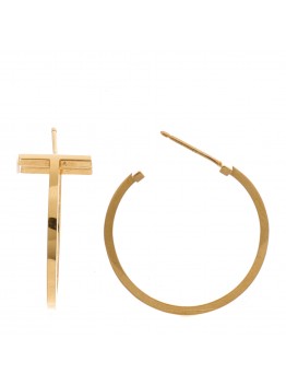 18K Rose Gold Medium T Wire Hoop Earrings